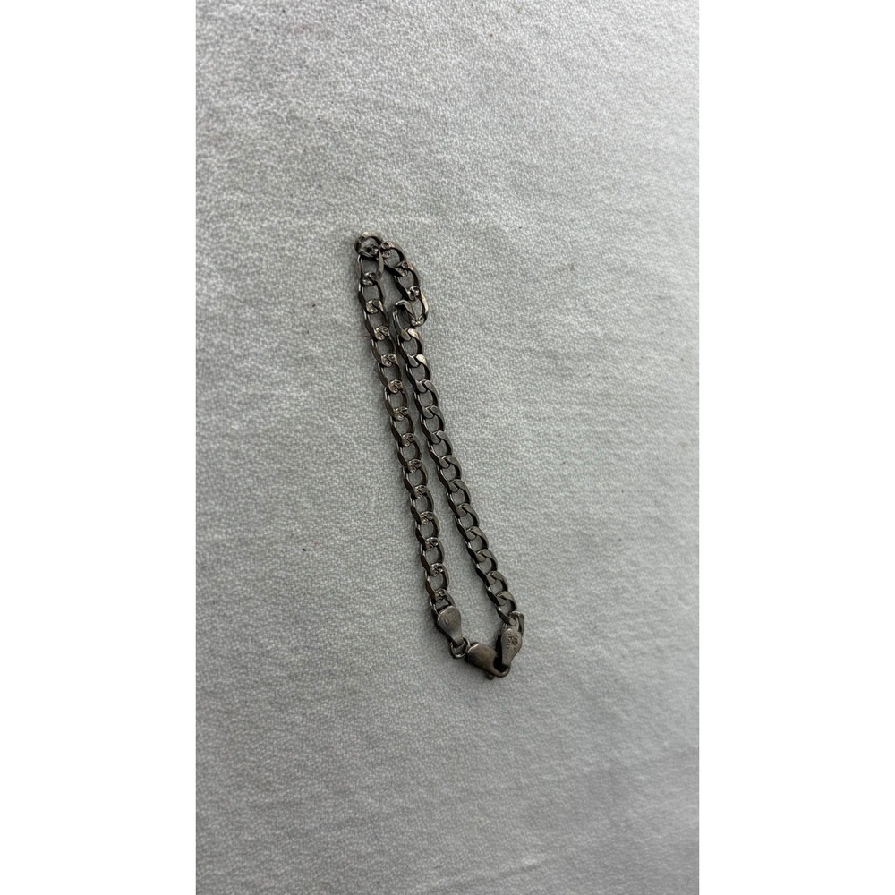 925 Sterling Silver Curb Link Chain Bracelet 8 Inch Made in Italy Lobster Clasp